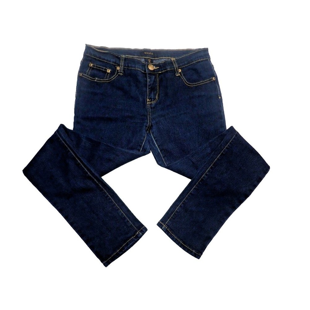Bogari‎ Women's Dark Wash Jeans Size 28 Straight Denim Stretch Inseam 29 Rise 8”